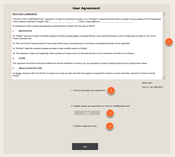 Read and Sign User Agreement